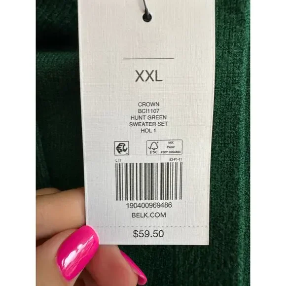 Crown & Ivy Hunt Green Pull over Thick Sweater XXL - Picture 4 of 7